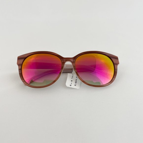 Elie Tahari Brown & Pink Cat Eye Mirrored Sunglasses MSRP $175 main image 4